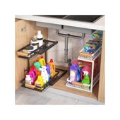 橱柜内调料架下水槽 厨房水槽下置物l架多功能整理储物可抽拉式
