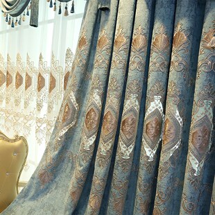 高档奢华缕空水溶绣花窗帘客厅雪尼尔卧室阳台Q半遮光布帘透光纱