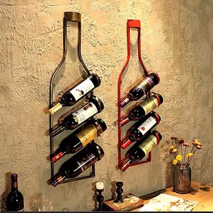 复古a工业风铁艺红酒架壁挂酒吧餐厅家居墙面装 美式 饰收纳置物架