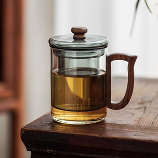 梵天 办公室X家用茶道杯 日式 玻璃泡茶杯茶水分离耐高温水杯男士