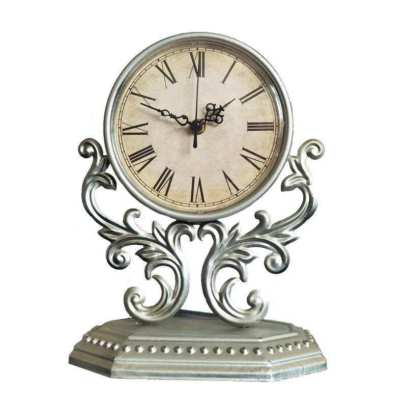 美式乡村复古铁艺k座钟欧式家居桌面床头钟表装饰摆设静音扫秒台,家居饰品,座钟,淘宝优惠券,粉丝福利购,淘宝优惠卷
