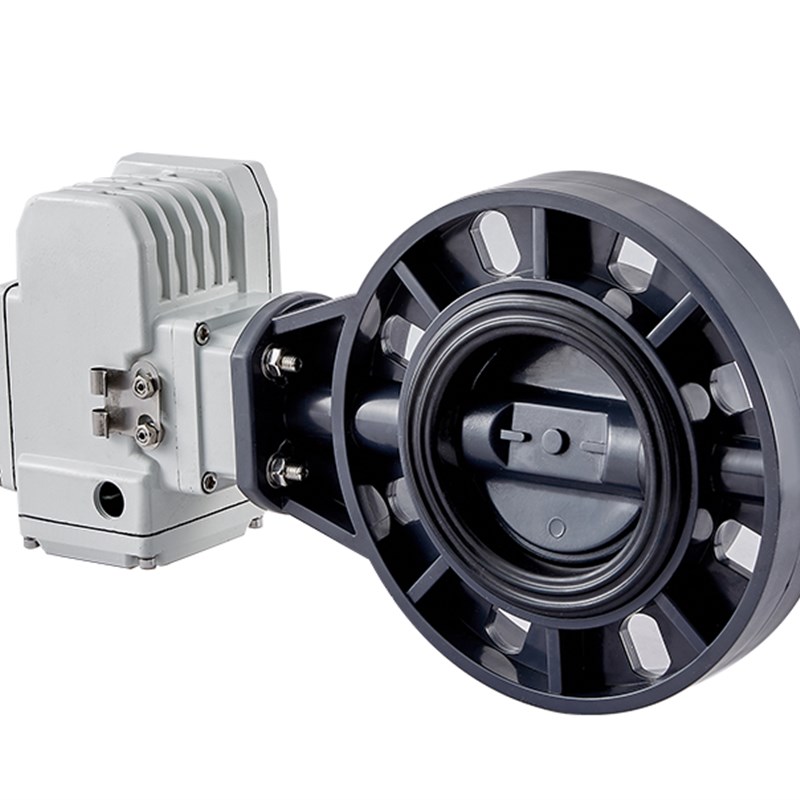 电动UPVC蝶阀D971Xm-10S耐腐蚀酸碱UPVC塑料DN50 65 80 100 150