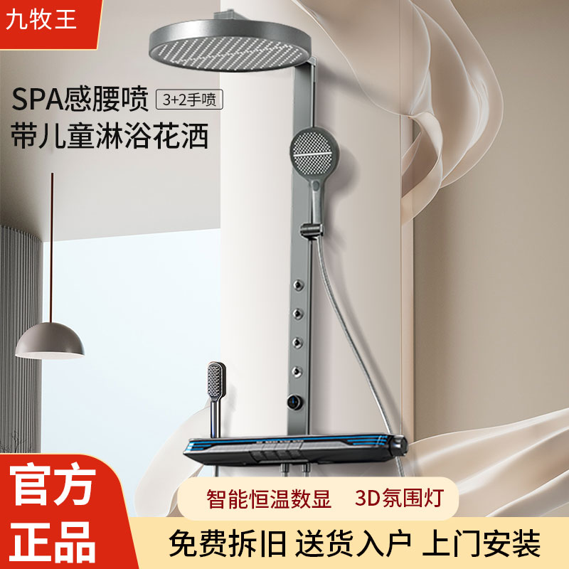 正品恒温淋浴花洒套装全铜家用浴室卫生间枪灰雨淋增压沐浴花洒