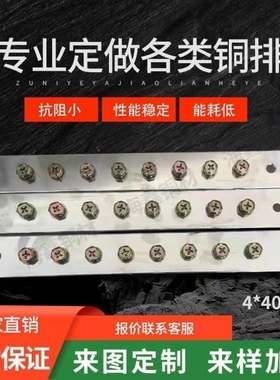 新品接地铜排4x40机房防雷母排紫铜排加工折弯穿孔机柜铜排接线端