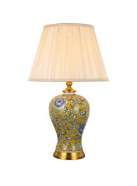 新中式古典蓝色花纹陶瓷饰台板灯酒店厅样房客角几装卧室书MT2501