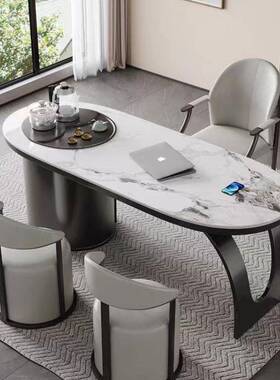 意式轻奢板茶桌组合家用茶岩台烧公水壶一体办室泡茶78938椅桌202