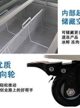 冰商用卧OVY式容量超透大明展示柜市烧烤箱雪糕冷藏保鲜柜组合岛