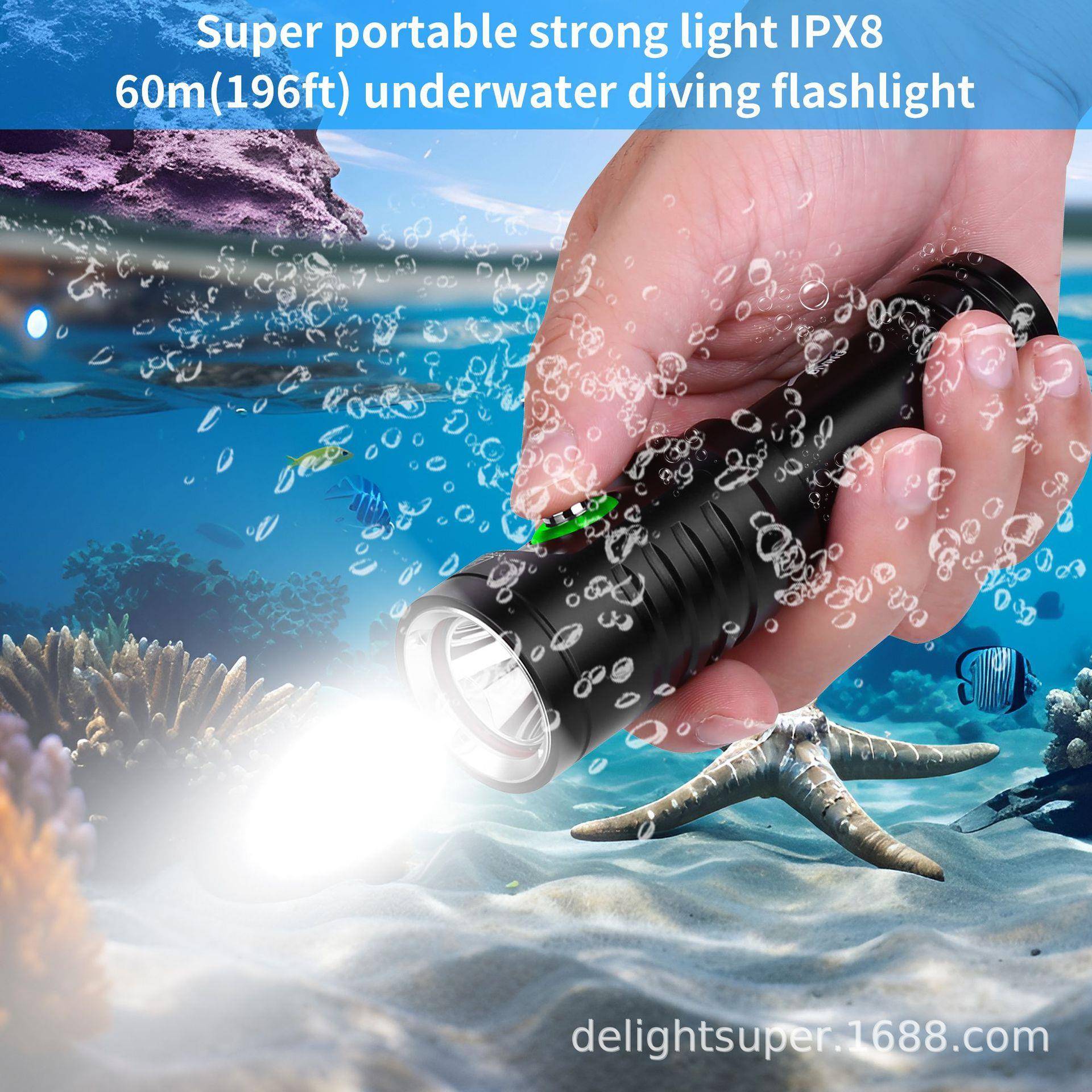 销水陆小巧袖L2潜水手电珍筒D热M0011DM001860轻便LED潜水5手电筒