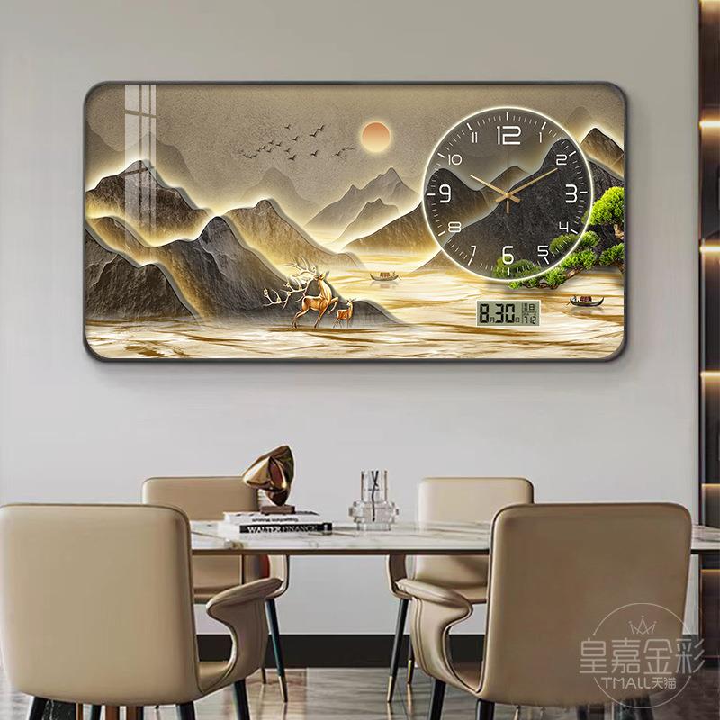 客餐厅装饰画225新款万年历钟表挂画饭桌饭厅电子0XYJC212X钟迎山