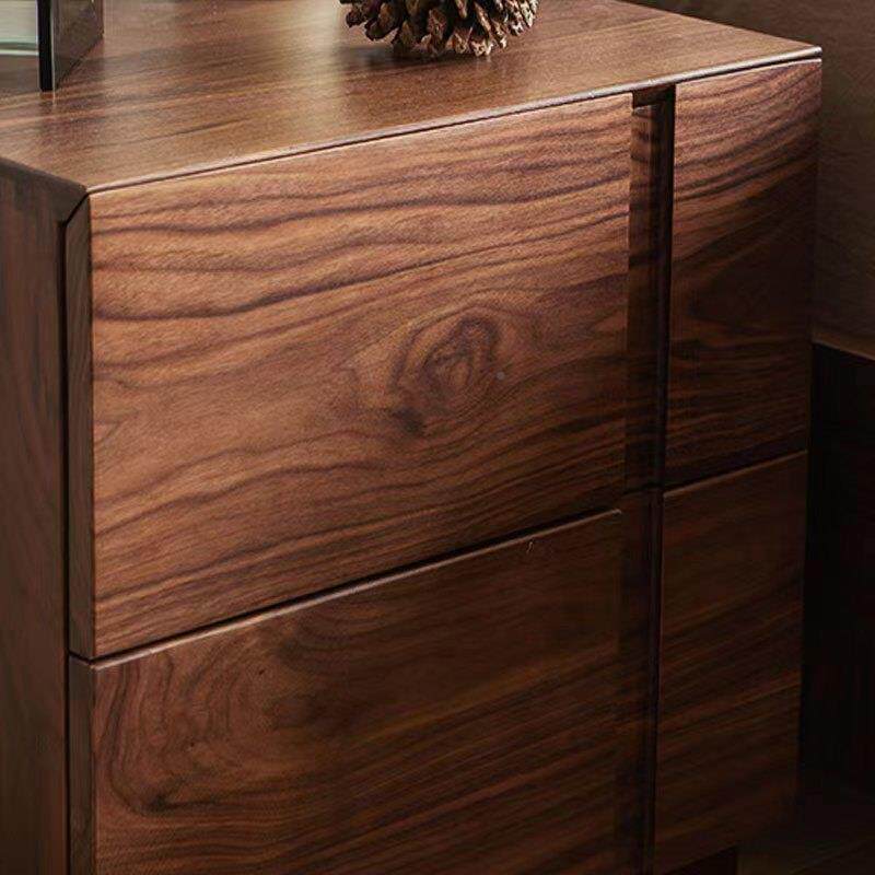 黑胡木实无品牌/日木床头柜原木卧室储物柜现代简桃床边柜式约轻