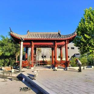 厂家直销户角外庭院景观长廊凉亭古建双223四榭角六公园实木水亭