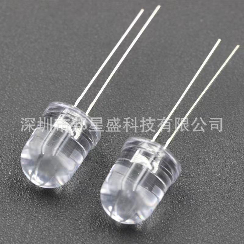 ED发光L二极管0直插F10边/1mm圆头透明长脚有白红LLC蓝绿黄光LED