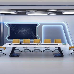 烤谈漆会长议桌条形桌洽桌简约现代个性 桌合 会议室桌椅组无品牌