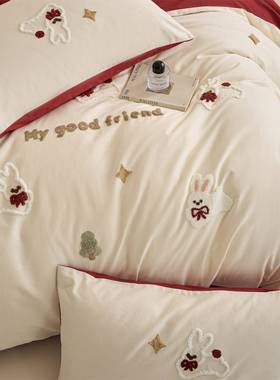 巾秋冬加厚全22832棉长棉磨床上四件套精绒致毛绣毛纯棉被套床笠