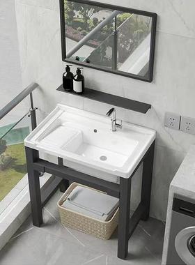 K槽I9S陶瓷洗衣打台带搓板支架洗衣盆YIP池不孔阳台水固一体稳式