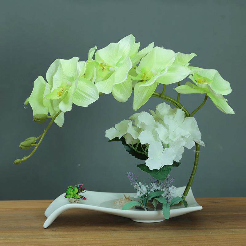 式蝴蝶JA5mkcNm兰假花盆栽欧仿花真花艺套装家居客厅装饰玄关餐桌