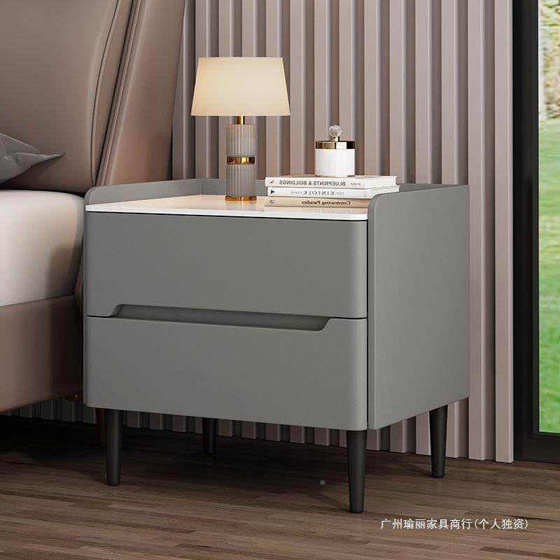 实木床头柜奢家用能卧室多无品牌/功能简约现代床边柜指轻纹锁储智物柜