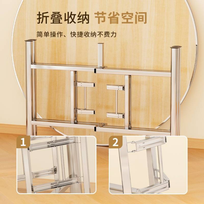 餐桌大圆桌12人家用可折叠带转盘圆形餐桌耐用餐桌椅食堂圆面板