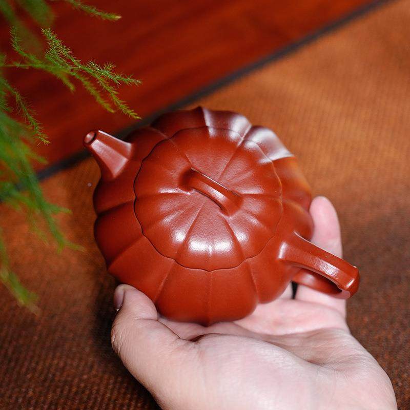 宜文兴厂家矿紫砂瓢壶朱泥筋纹20SSZ0ML家用功夫泡原茶壶茶具手工