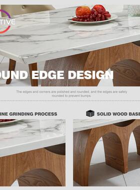 创设JY-T2010计实木桌台餐中古风餐简约餐厅酒店意长方形大理石餐