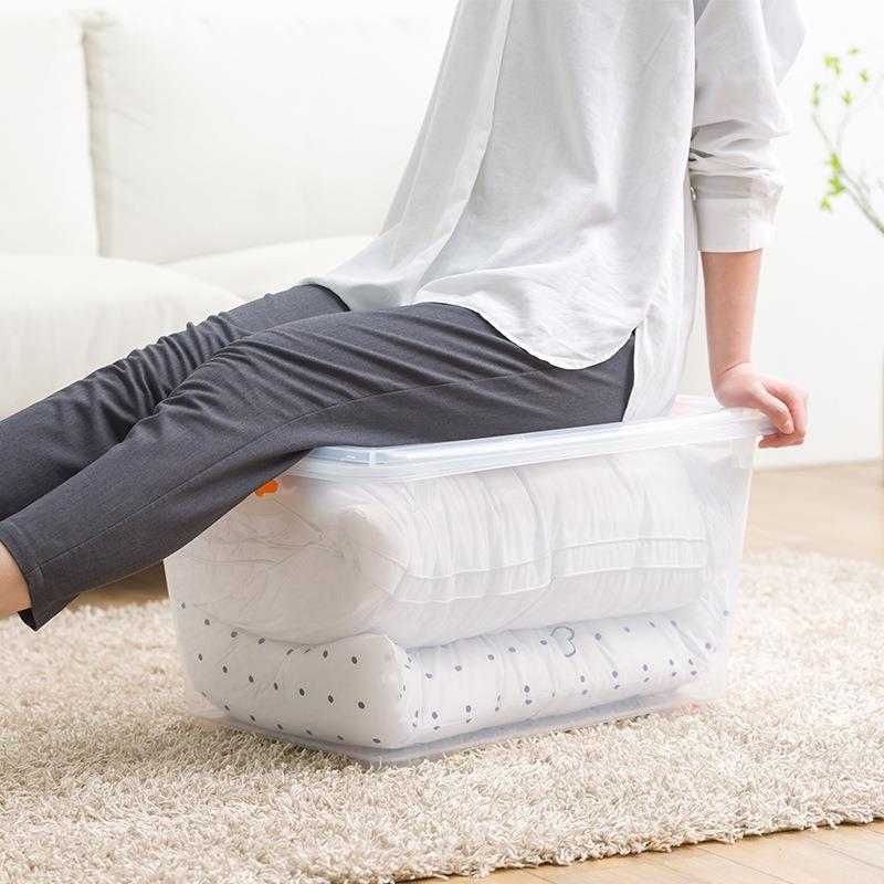 花55L透明收纳箱2个包邮装3组个合玩包邮具衣服塑CCL料储物箱带茶