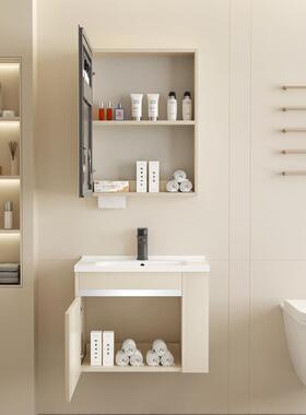 现代浴光室柜智能除雾镜头柔灯陶瓷盆家用侧柜配龙VZE浴室柜装工