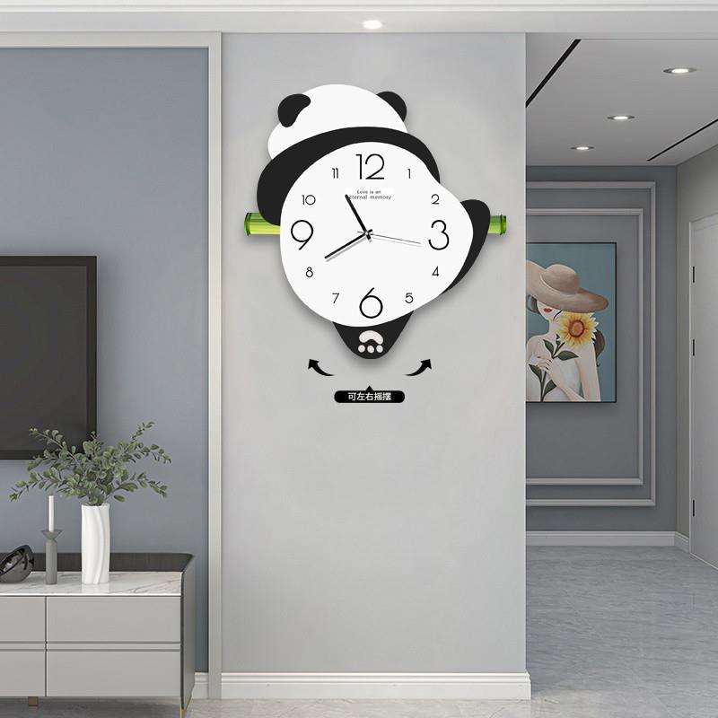 U3Q熊创意时钟客RRH猫厅挂墙家用钟静表音餐厅摇摆挂钟简电约视背