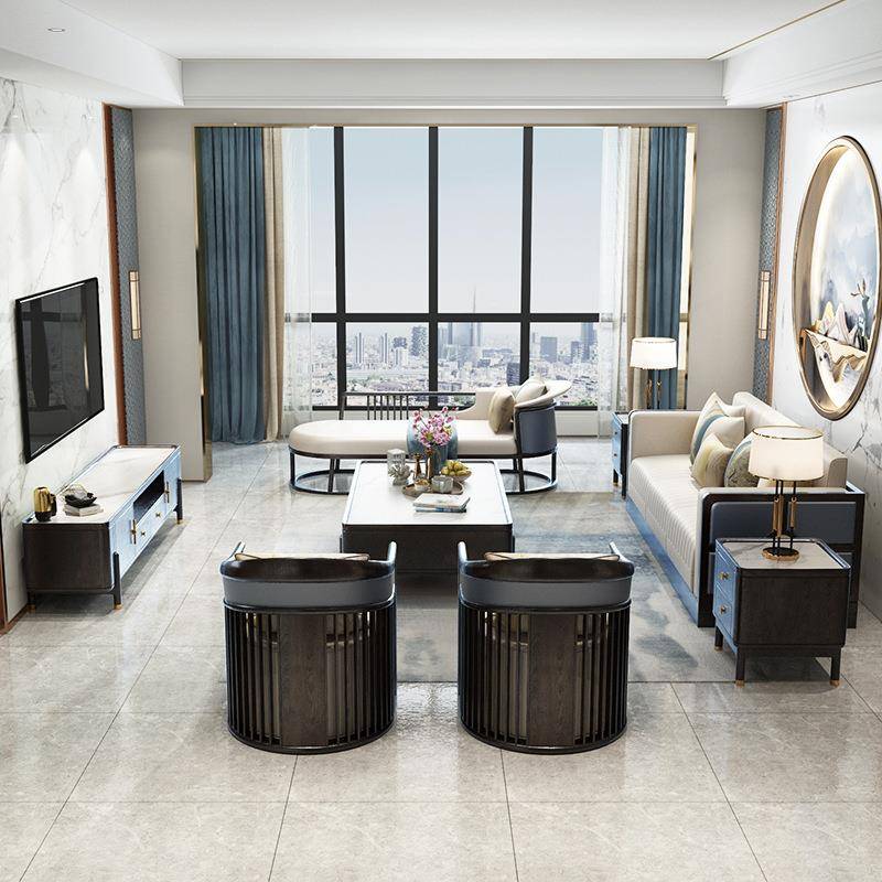 新中实式木沙发组合现简约代厅别墅大小户客型QUF贵妃全实木家具