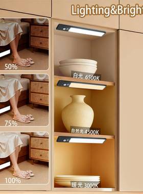 超薄CB-Eed智能磁l人体感应灯台灯小夜灯走廊吸道卧室灯橱楼柜灯