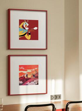 红色框孙悟挂画外文版《ABA西饰游记》绘本装空画80后男室桌面摆