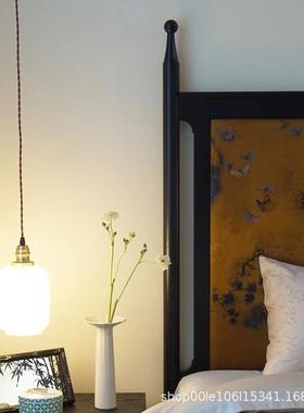 实木简酒美法子式柱高背复古软布艺香云纱双人床店81335包样板房