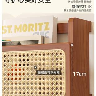 初古色藤编实木复杂志置架客厅路由上器无品牌/收纳放置墙物展示
