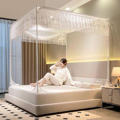 蚊帐高刺17528绣档全底回底床式加防摔三开门加笠厚坐床式全包防