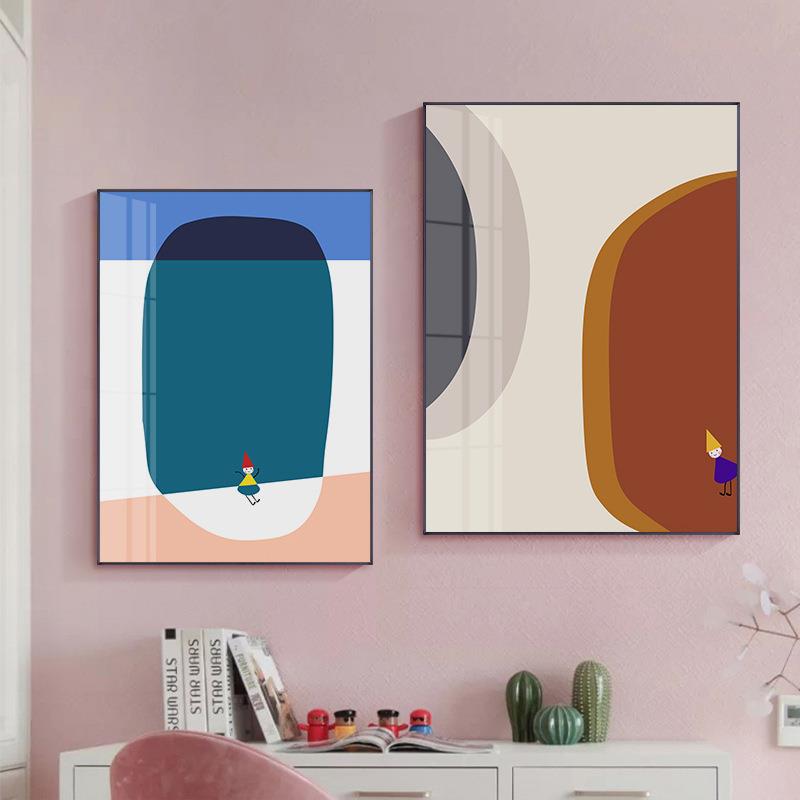 卡壁通女孩男房装间床头墙面画现SPQ代简约挂画可爱动物儿孩童房