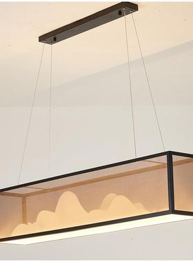 款时尚新形15121中式餐新厅吊灯长方山水创意个饰性茶室书房吧台