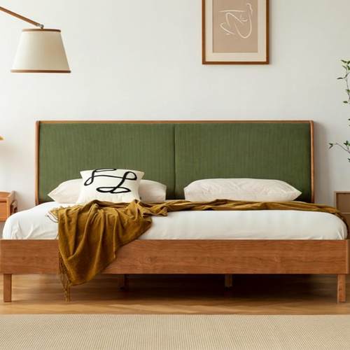 实木软包床樱木日.式家具15单人床1.8米卧双主无品牌/人复古桃床