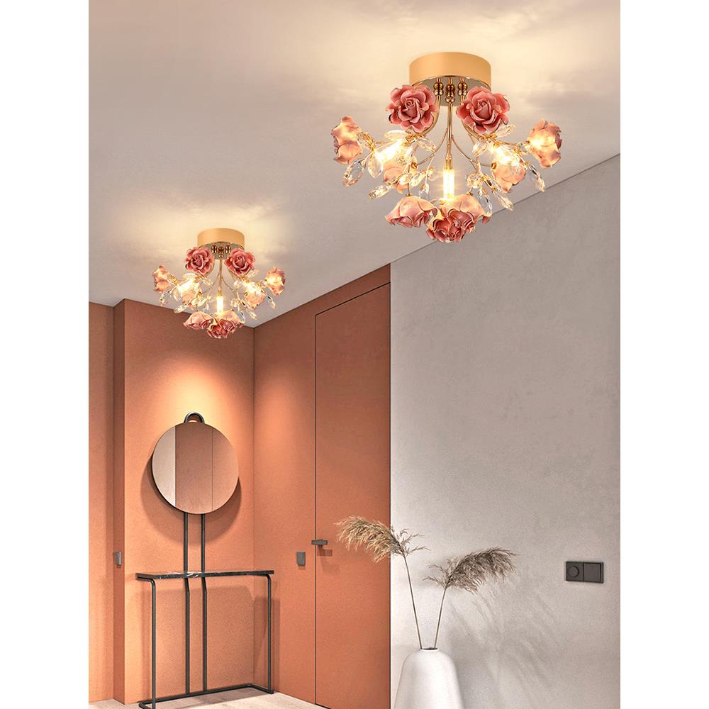 欧卧室书房关走廊过道玄关AL831389式阳台衣帽玄间法式陶瓷玫瑰花