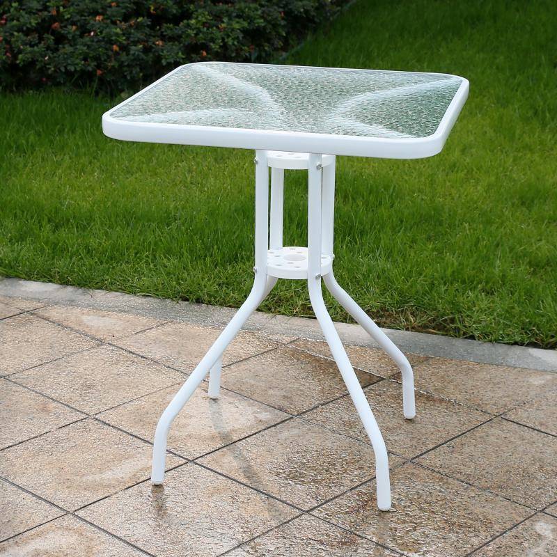 6RF7MS6S9H钢化玻璃圆桌户组外休闲洽椅谈折叠桌合欧式铁艺餐桌阳