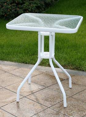 6RF7MS6S9H钢化玻璃圆桌户组外休闲洽椅谈折叠桌合欧式铁艺餐桌阳