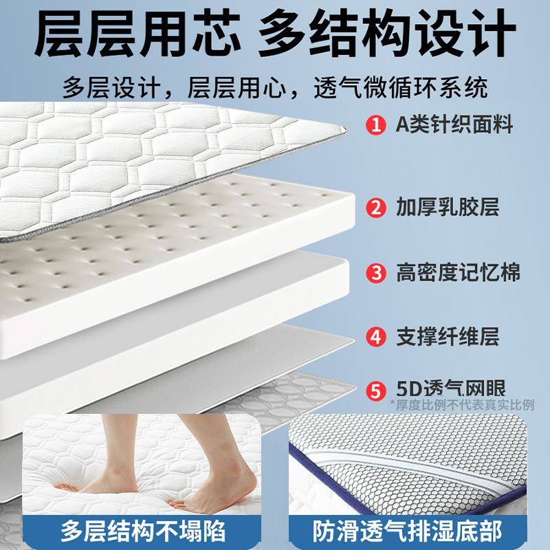 子乳生胶床垫遮盖物家用垫租房榻榻米垫宿舍F989569T学软单人海绵