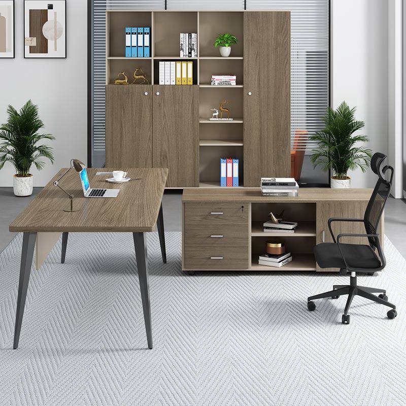 大班台板桌裁桌创总意现代简约经PET理办公老桌板式办公桌组椅合