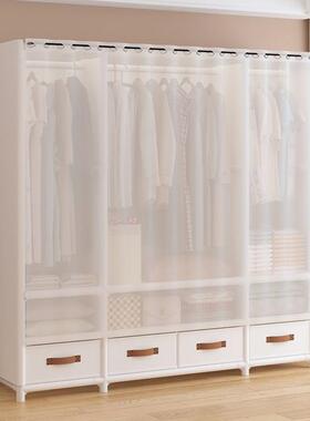 系易衣柜用卧室多层日35591布简衣柜带抽屉出租房收纳柜大容量挂