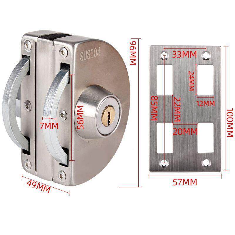 玻璃门锁免打孔璃单门双开门半圆U形锁办商公室铺拉玻锁丝95243厂