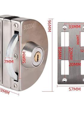 玻璃门锁免打孔璃单门双开门半圆U形锁办商公室铺拉玻锁丝95243厂