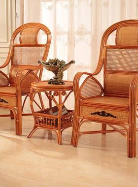 9阳藤人椅家用台客厅U老靠背椅竹藤编休闲办71447公单人老人滕椅