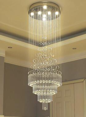 吊灯旋转楼现代水晶灯LOF客T挑梯空厅简67392约别墅楼梯间灯长复