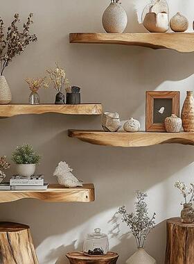 墙墙上物壁架挂架子挂花架家用书架艺985术置造型多层床头实木收