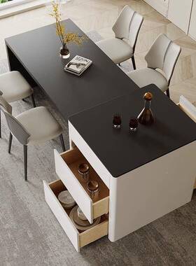 岛台可伸缩餐桌体现代简约板户饭岩桌OUK厨房中岛台圆弧一形家用