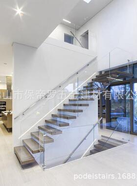 室内栏QUD旋转钢木楼家梯双玻璃护栏扶手用梁杆玻璃