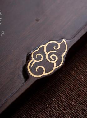 黑檀木14521干泡壶整块实木茶盘镶铜茶台茶室小家承用简约托盘盘